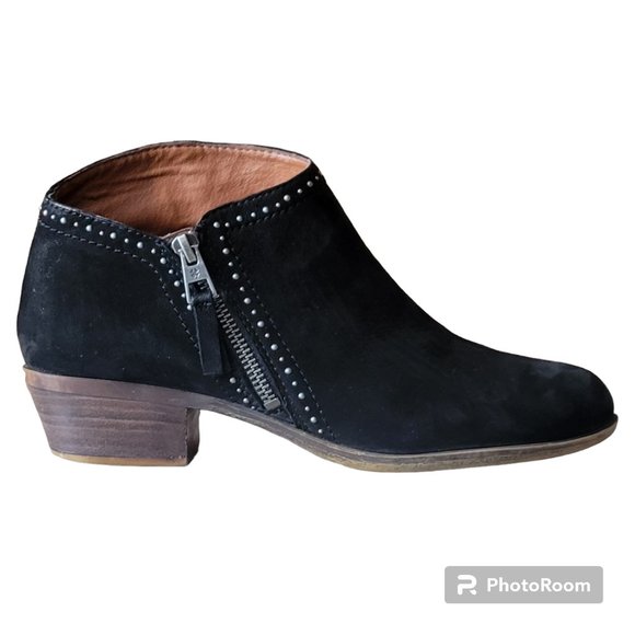 Lucky Brand 'Benna' Black Suede Leather Boho Ankle Bootie Size 9M - Picture 1 of 13